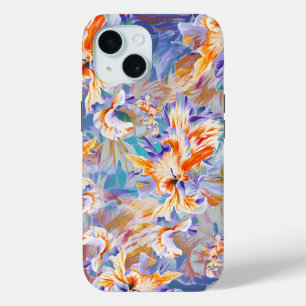 Lebendiges orange-blaues abstraktes Blumen-iPhone- Case-Mate iPhone Hülle