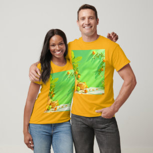 Lebendiges Orange Grün Stillleben Design T-Shirt