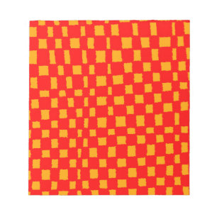 Lebendiges Orange-Rot-Kariertes Schachbrettmuster Notizblock