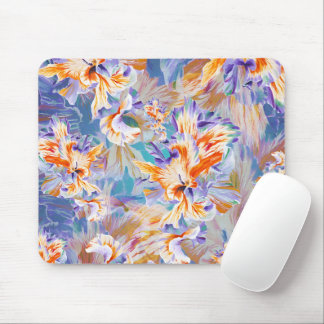 Lebendiges orange- und blau-abstraktes Blumen-Maus Mousepad