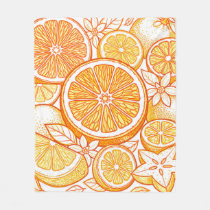 Lebendiges Orangen-Scheiben-Muster Fleecedecke