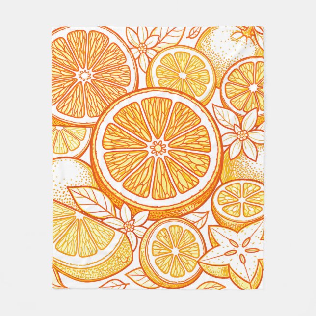 Lebendiges Orangen-Scheiben-Muster Fleecedecke (Vorderseite)