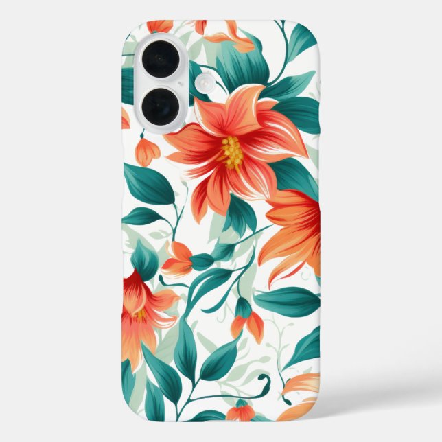 Lebendiges oranges Blumengarten-Muster - Eleganter Case-Mate iPhone Hülle (Rückseite)