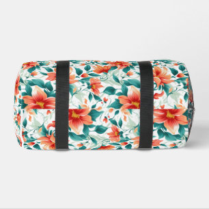 Lebendiges oranges Blumenmuster - Eleganter Tee Duffle Bag