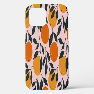 Lebendiges oranges Zitrus-Nahtlosmuster iPhone 12 Hülle