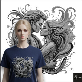Lebendiges Paar umarmt psychedelische fließende Ku Tri-Blend Shirt
