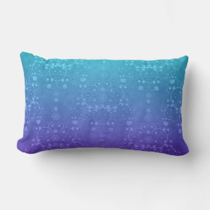 Lebendiges Periwinkle zu Aqua Fancy Damastmuster Lendenkissen