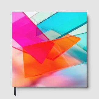 Lebendiges Pink Blau Moderne Geometrische Schichte Gästebuch