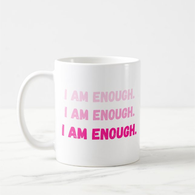 Lebendiges Pink Ich Bin Genug Selbstwert-Affirmati Kaffeetasse (Links)