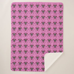 Lebendiges Pink Mandala Sherpadecke