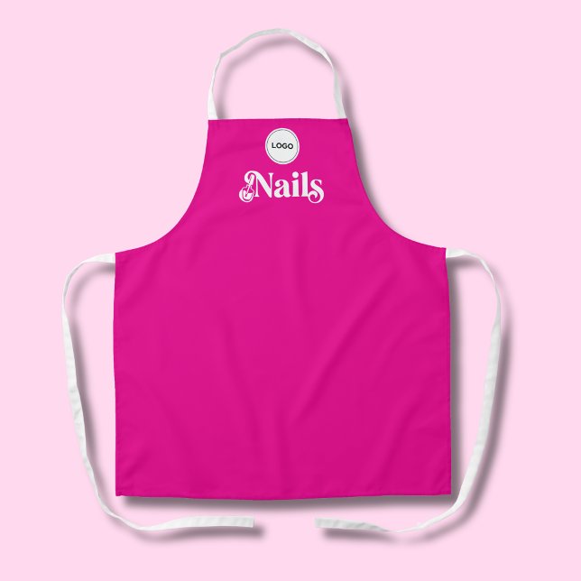 Lebendiges Pink Mitarbeiter Ihr Logo Nail Tech Sal Schürze (Von Creator hochgeladen)