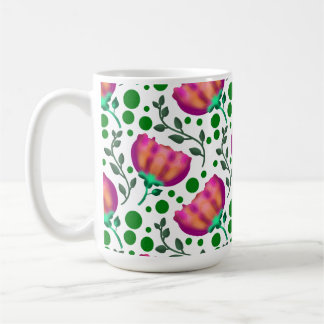 Lebendiges Pink-Orange-Blumenmuster Kaffeetasse