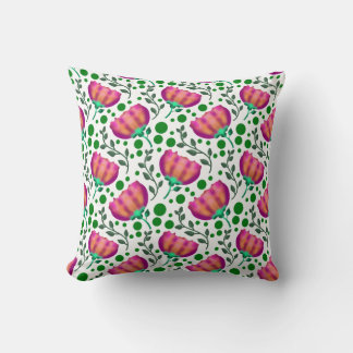 Lebendiges Pink-Orange-Blumenmuster Kissen