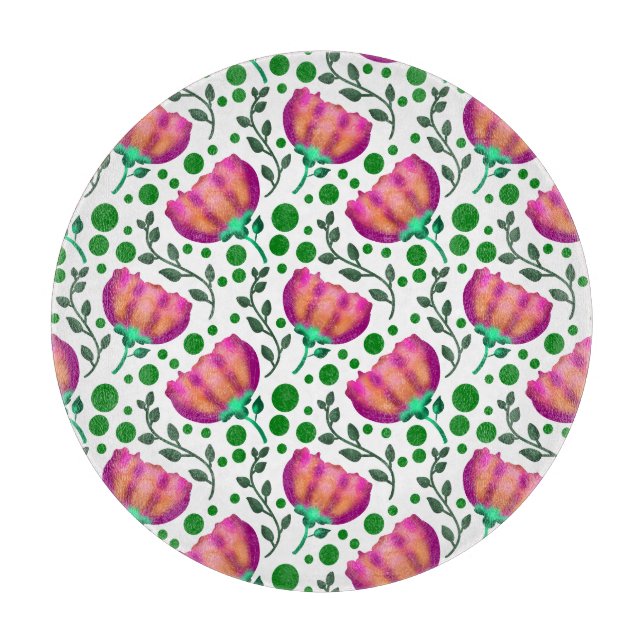 Lebendiges Pink-Orange-Blumenmuster  Schneidebrett (Vorderseite)