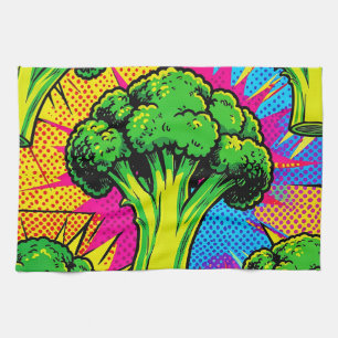 Lebendiges Pop-Art-Brokkolimuster Geschirrtuch