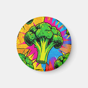 Lebendiges Pop-Art-Brokkolimuster Magnet
