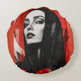 Lebendiges Pop-Art-Frauen Retro-Chic-Kissen Rundes Kissen
