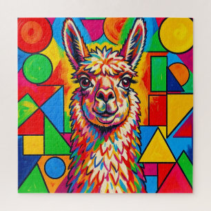 Lebendiges Pop-Art-Llama-Porträt Puzzle