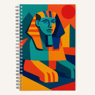 Lebendiges Pop-Art-Sphinx-Geometrisches Muster Notizbuch