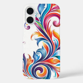 Lebendiges Regenbogen-Barock-Rollenwerk Blumiges M iPhone 16 Hülle