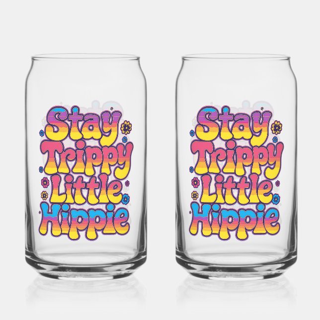 Lebendiges Regenbogen Bleib Trippy Hippie Zitat Dosenglas (Vorderseite)