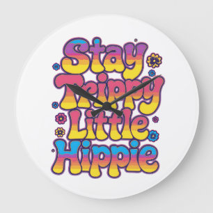 Lebendiges Regenbogen Bleib Trippy Hippie Zitat Große Wanduhr