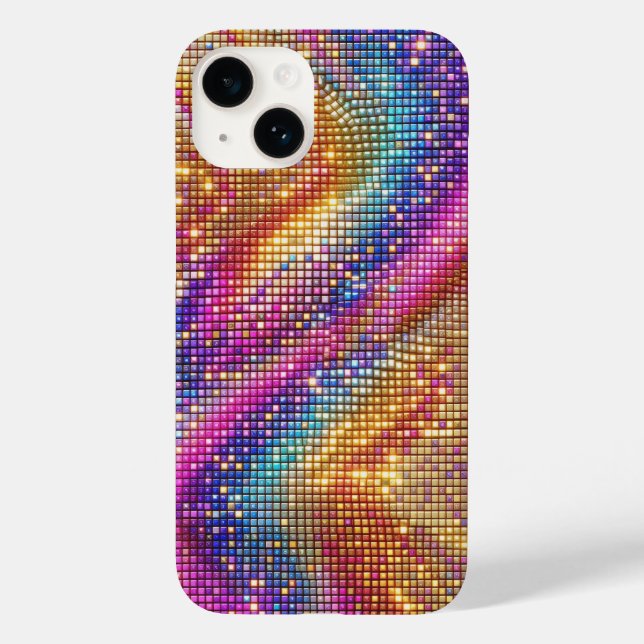 Lebendiges Regenbogen-Disco-Mosaik-Glitter-Funkel- Case-Mate iPhone Hülle (Rückseite)