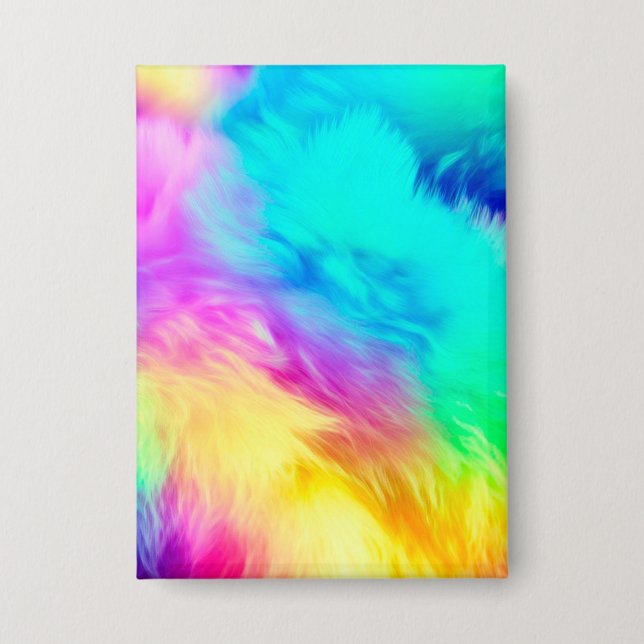 Lebendiges Regenbogen Flauschige Fellstruktur Hint Button (Vorderseite)