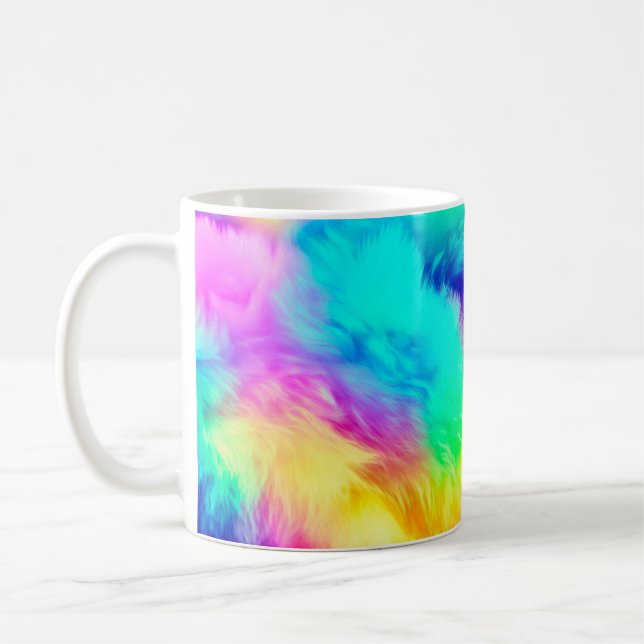Lebendiges Regenbogen Flauschige Fellstruktur Hint Kaffeetasse (Links)