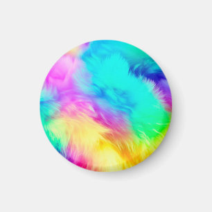Lebendiges Regenbogen Flauschige Fellstruktur Hint Magnet