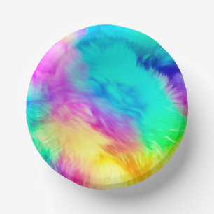 Lebendiges Regenbogen Flauschige Fellstruktur Hint Pappteller