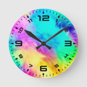 Lebendiges Regenbogen Flauschige Fellstruktur Hint Runde Wanduhr