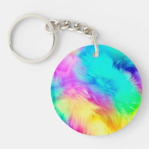 Lebendiges Regenbogen Flauschige Fellstruktur Hint Schlüsselanhänger