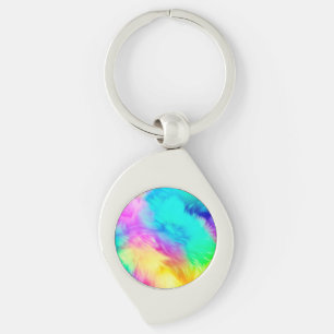Lebendiges Regenbogen Flauschige Fellstruktur Hint Schlüsselanhänger