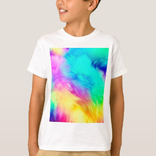 Lebendiges Regenbogen Flauschige Fellstruktur Hint T-Shirt