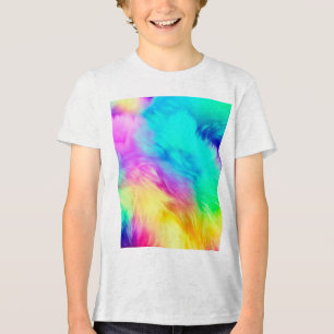 Lebendiges Regenbogen Flauschige Fellstruktur Hint Tri-Blend Shirt