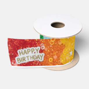 Lebendiges Regenbogen-Geburtstagstorten-Geschenkpa Satinband