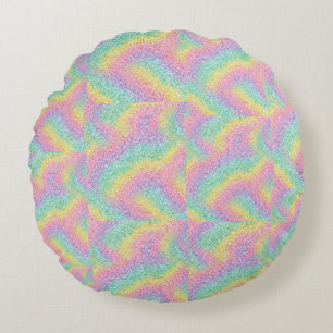 Lebendiges Regenbogen-Glitter-Sparkling-Rundkissen Rundes Kissen