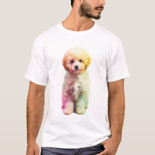 Lebendiges Regenbogen-Spielzeug-Pudel-Porträt Männ T-Shirt
