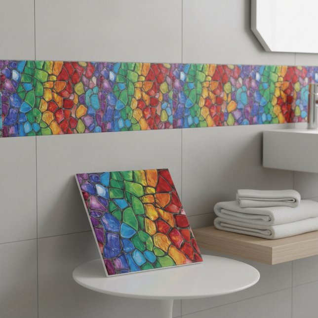 Lebendiges Regenbogen-Stolz-Glasmosaik Fliese (Von Creator hochgeladen)