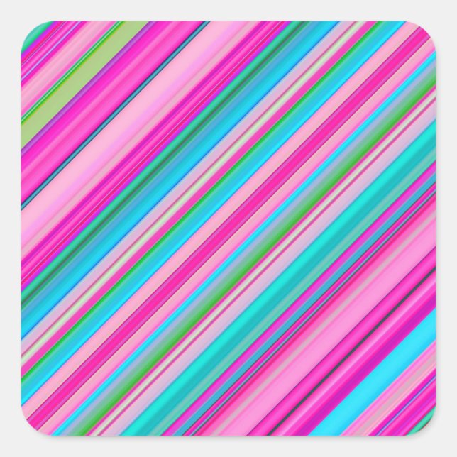 Lebendiges Regenbogen-Streifenmuster-Design Quadratischer Aufkleber (Vorderseite)