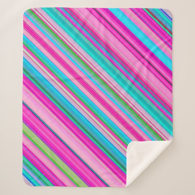 Lebendiges Regenbogen-Streifenmuster-Design Sherpadecke (Vorderseite)