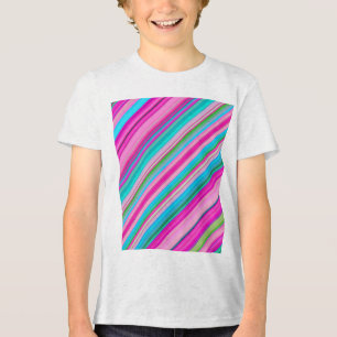 Lebendiges Regenbogen-Streifenmuster-Design Tri-Blend Shirt