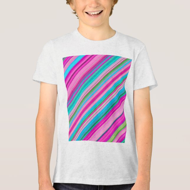 Lebendiges Regenbogen-Streifenmuster-Design Tri-Blend Shirt (Vorderseite)