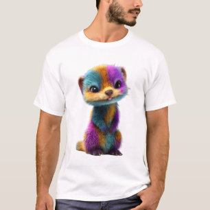 Lebendiges Regenbogenfell-Wiesel-Kreaturen-Männer T-Shirt