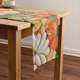 Lebendiges Retro-Blumenmuster-Design Mittelgroßer Tischläufer