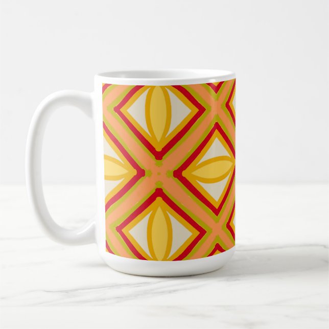 Lebendiges Retro-Geometrisches Muster Klassischer  Kaffeetasse (Links)