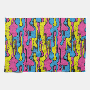 "Lebendiges Retro-Pop-Art-Tropfenmuster Geschirrtuch