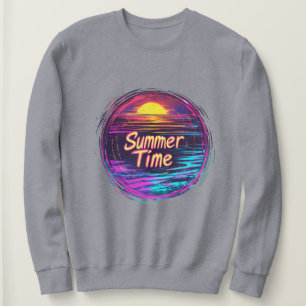 Lebendiges Retro-„Sommerzeit“-Sonnenuntergangs-T-S Sweatshirt