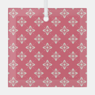 Lebendiges rosa Blumenmuster mit geometrischen Blu Ornament Aus Glas